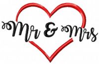 Mr and Mrs heart wedding free embroidery design