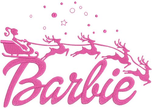 Barbie santa sleigh embroidery design
