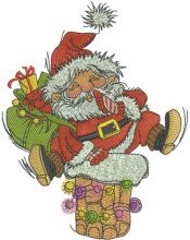 Santa near chimney embroidery design