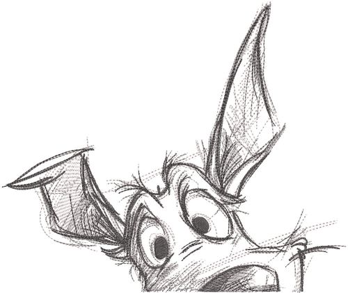 Dog ears stick out embroidery design