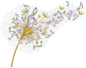 Dandelion music embroidery design