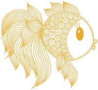 Gold fish one colored embroidery design