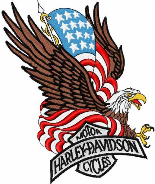 Harlley Davidson patriotic logo embroidery design 5