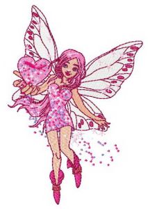 Young love fairy embroidery design