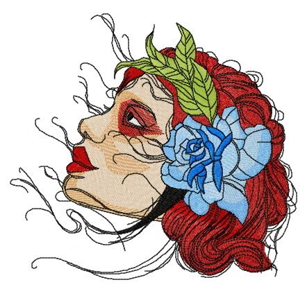 Red-haired girl machine embroidery design