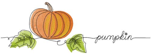 Fall Pumpkin with leaves embroidery design