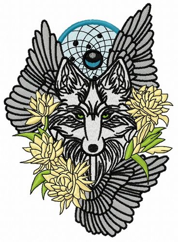 Tribal wolf 3 machine embroidery design