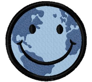 Earth smile embroidery design