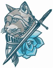 Knight cat embroidery design