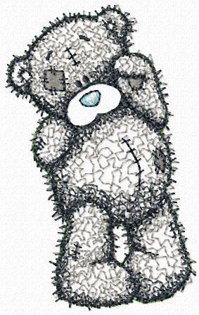 Teddy Bear bye bye applique machine embroidery design