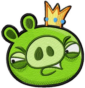 Pig King embroidery design