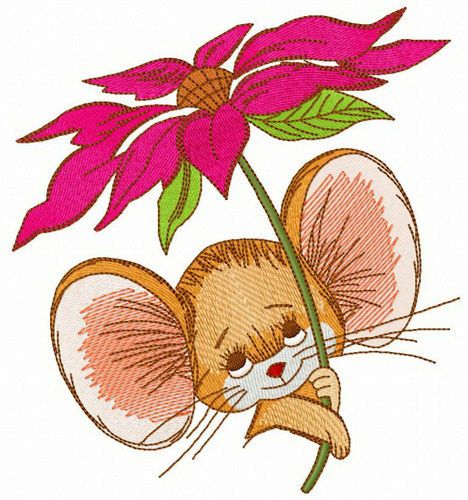 Mousekin with pyrethrum machine embroidery design