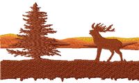 Diseño de bordado a máquina libre de ciervos en el lago