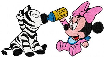 Minnie Mouse and zebra machine embroidery design
