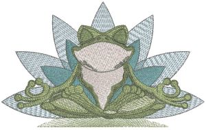 Frog yoga meditation embroidery design