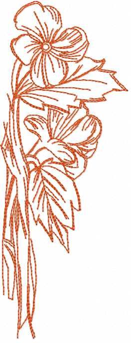 Orange flower sketch free embroidery design