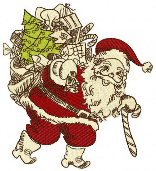 Santa Claus with presents machine embroidery design