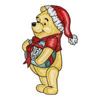 Winnie Pooh Gets Ready for Christmas embroidery design