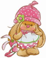 Bunny Mi with toy bunny embroidery design