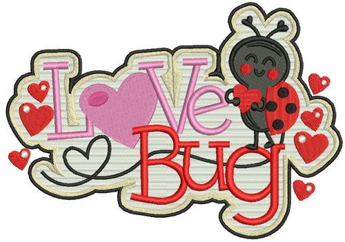 Love bug badge machine embroidery design