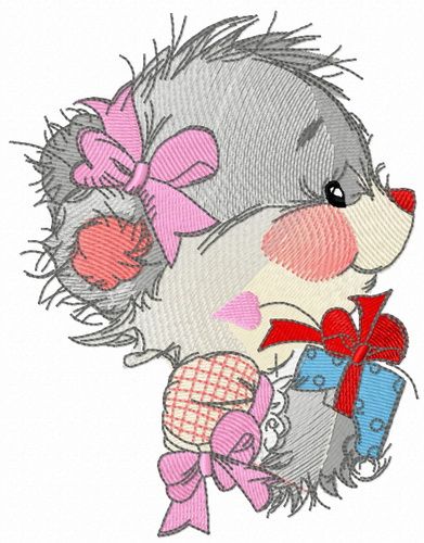Teddy bear's birthday present machine embroidery design