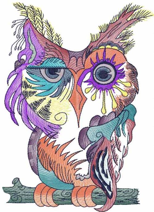 Owl in colors free embroidery design