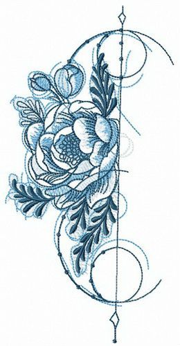 Decoration with peony machine embroidery design