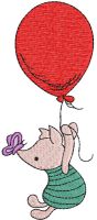 Piglet in balloon free embroidery design