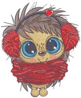 Warmly dressed hedgehog embroidery design
