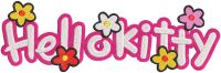 Hello kitty logo with flowers embroidery design