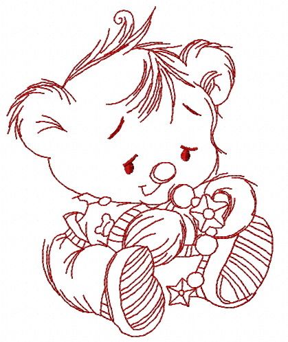 Baby teddy bear with toys 5 machine embroidery design
