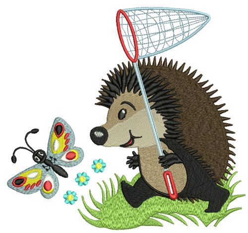 Hedgehog's stroll machine embroidery design