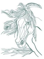 Sad dreamy horse one color embroidery design