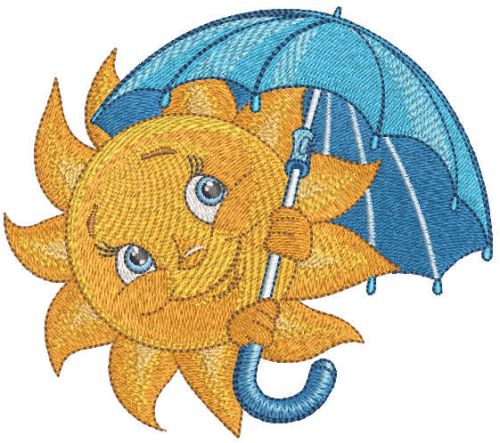 Sun with umbrella embroidery design