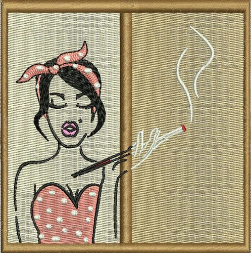 Smoking near window machine embroidery design