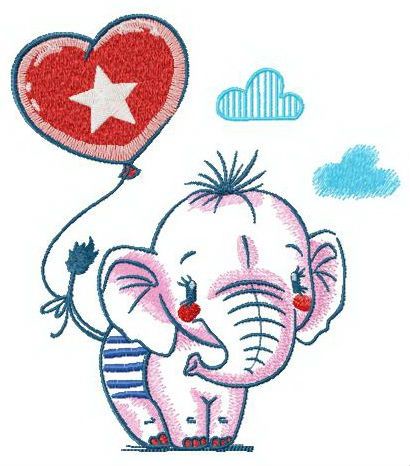 Baby elephant going for a walk machine embroidery design