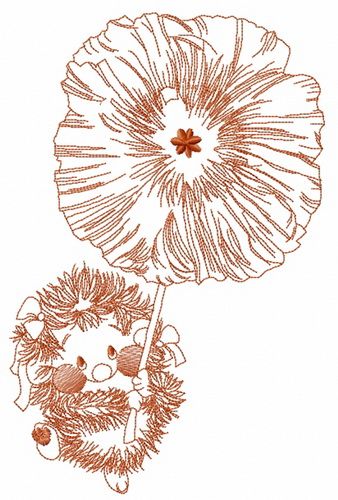 Hedgehog with poppy 2 machine embroidery design