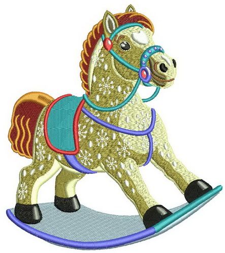 Rocking horse machine embroidery design