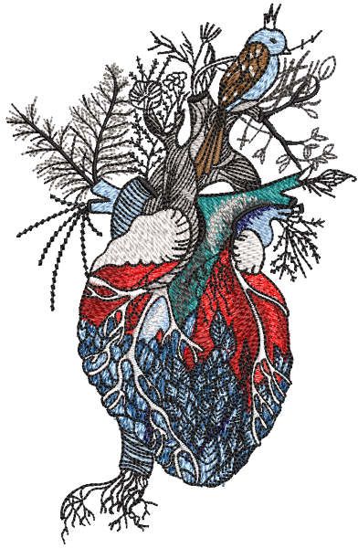 Heart of nature embroidery design
