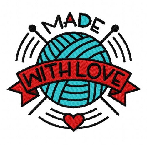 Made with love machine embroidery design