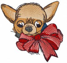 Chihuahua with bow embroidery design
