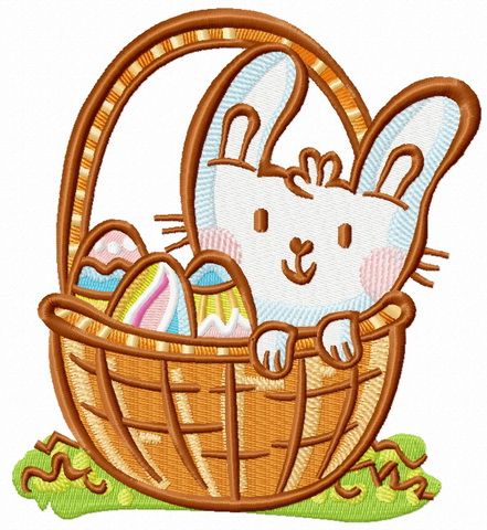 Easter bunny in basket machine embroidery design