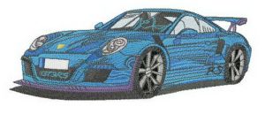 Blue racing car embroidery design