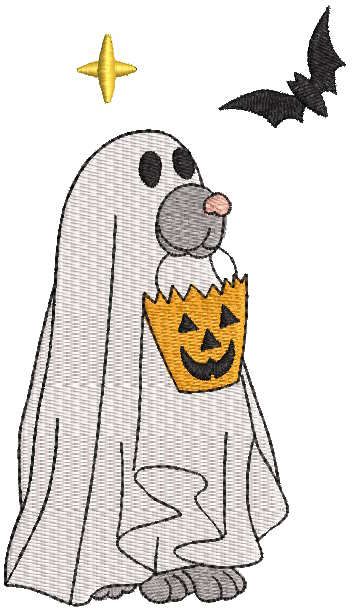 Puppy with halloween bag embroidery design