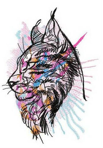 Colorful maine coon machine embroidery design