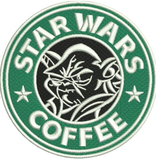 Yoda coffee embroidery design