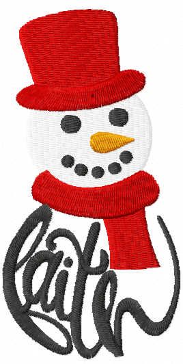 Snowman faith free embroidery design