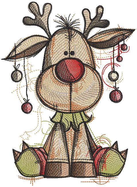 Rudolf Christmas Time embroidery design