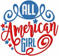 All American girl embroidery design