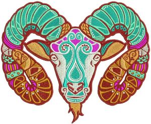 Zodiac sign Aries 2 embroidery design